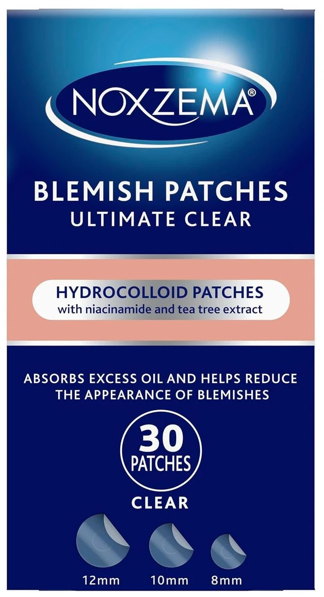 Main image of Noxzema Hydrocolloid Pimple Patches with Niacinamide & Tea Tree Extract, 30Count, Acne Treatment for Face, Absorbs Oil & Reduces Breakouts, Dermatologist Tested