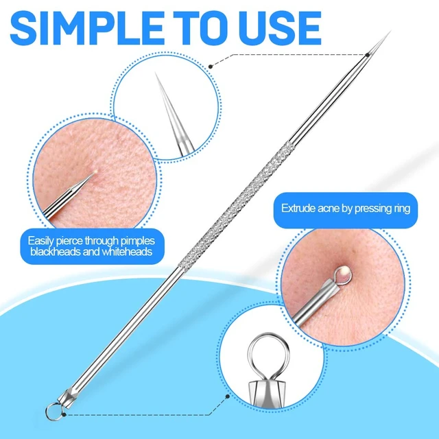 Alt view image 2 of 6 - Teenitor Surgical Grade 2-in-1 Pimple Extractor Acne Treatment Tool for Face Nose Blackhead Comedone Removal Silver