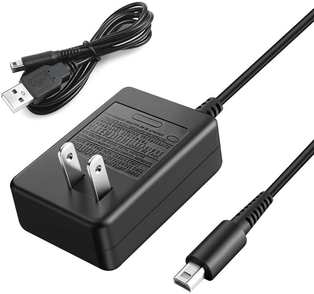 Main image of 3DS Charger AC Wall Adapter Compatible with 3DS XL, DSi XL, New 3DS & 2DS - Universal 100-240V Replacement Power Cord for Handheld Console (Black)