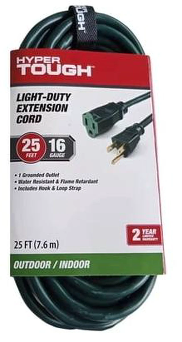 Main image of Hyper Tough 25 ft Green 16AWG 3-Prong Single Outlet Outdoor Extension Cord, 13 Amps