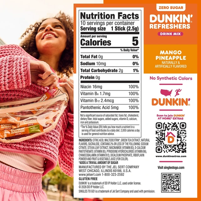 Alt view image 4 of 6 - Dunkin' Refreshers Mango Pineapple Singles To Go, 10 Count