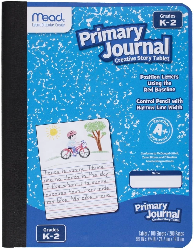 Main image of Mead Primary Journal Creative Story Tablet Composition Notebook, 7.5"x9.75", Grades K-2, 100 Sheets, Blue (09554)