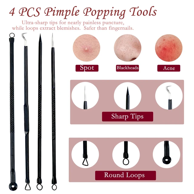 Alt view image 7 of 7 - BlingKingdom 4-Piece Pimple Popper Tool Kit with Box, Blackhead Remover