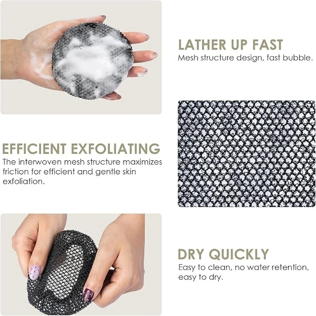 Alt view image 3 of 6 - Bath Loofah Exfoliating Net Sponge Mesh Case with Body Brush, Dark Green
