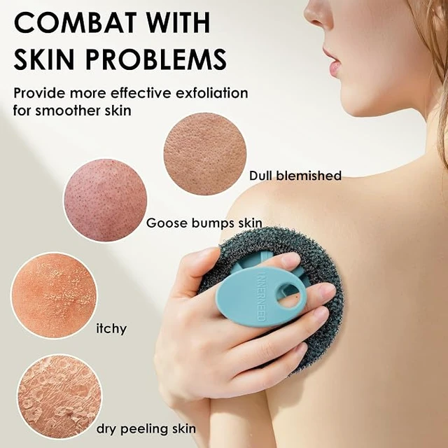 Alt view image 6 of 6 - Bath Loofah Exfoliating Net Sponge Mesh Case with Body Brush, Dark Green