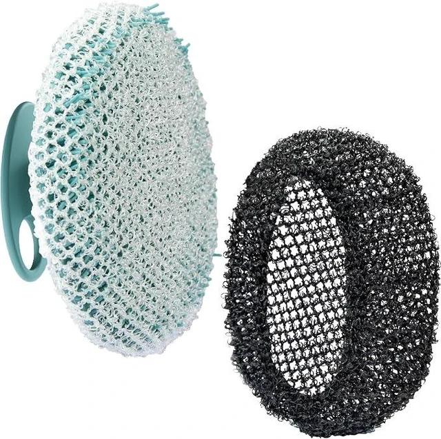 Main image of Bath Loofah Exfoliating Net Sponge Mesh Case with Body Brush, Dark Green