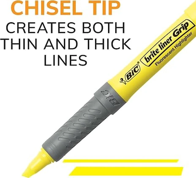 Alt view image 3 of 6 - BIC Brite Liner Grip Highlighters, Chisel Tip, 5-Count Pack, Yellow