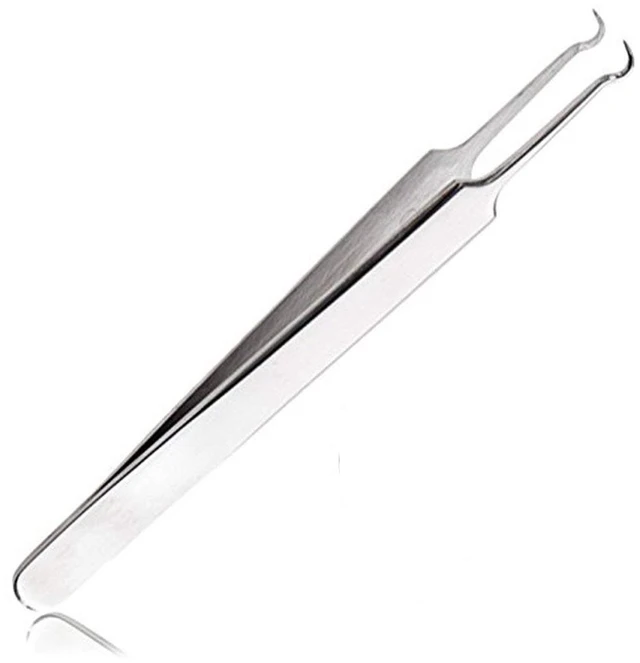 Main image of Stainless Steel Acne Blackhead Blemish Extractor Tool Nipper Curved Tweezers For Blackhead Whitehead Pimple Removal, Silver