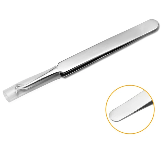 Alt view image 7 of 7 - Stainless Steel Acne Blackhead Blemish Extractor Tool Nipper Curved Tweezers For Blackhead Whitehead Pimple Removal, Silver