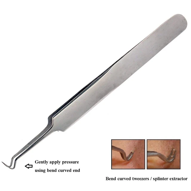 Alt view image 6 of 7 - Stainless Steel Acne Blackhead Blemish Extractor Tool Nipper Curved Tweezers For Blackhead Whitehead Pimple Removal, Silver