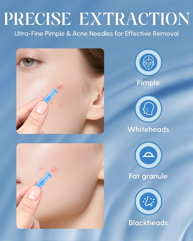 Alt view image 7 of 7 - Acne Needle Kit 50PCS, Sterile Pimple Popper Needles for Blemish and Blackhead Removal, Disposable Extraction Tools for Home and Salon Use