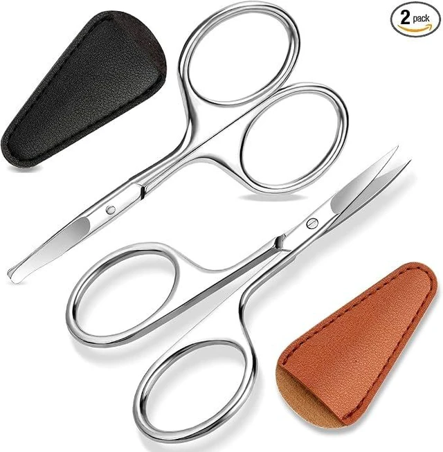 Main image of 2 Pack Eyebrow Nose Hair Scissors, Stainless Steel Rounded Tips