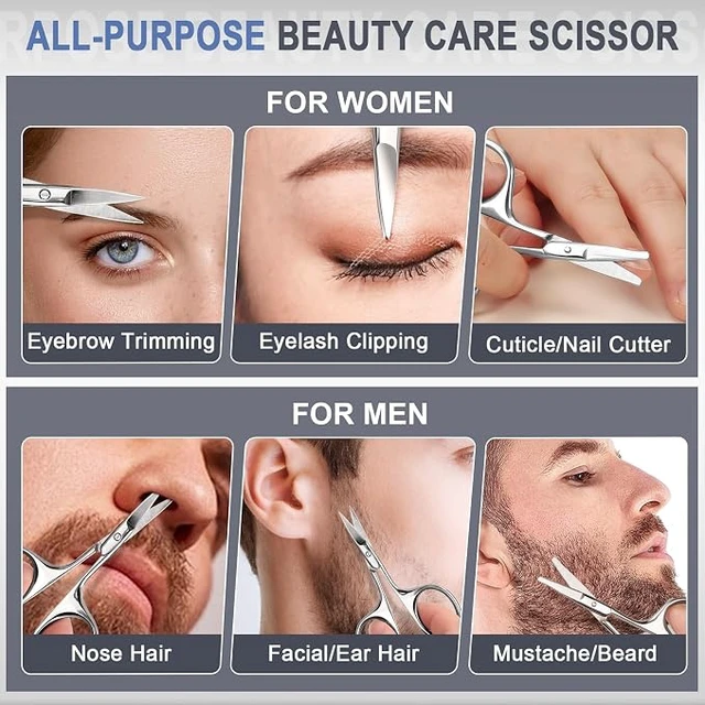 Alt view image 3 of 6 - 2 Pack Eyebrow Nose Hair Scissors, Stainless Steel Rounded Tips