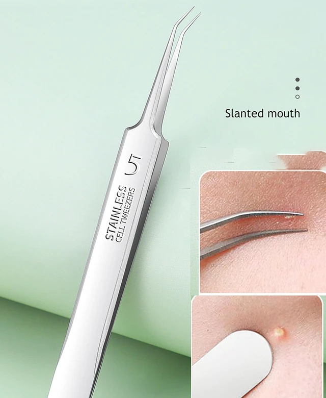 Alt view image 4 of 7 - Blackhead Extractor Set 8Pcs Stainless Steel High Precision Ultra-fine Cell Clamp