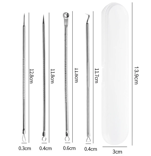 Alt view image 6 of 7 - Blackhead Extractor Set 8Pcs Stainless Steel High Precision Ultra-fine Cell Clamp