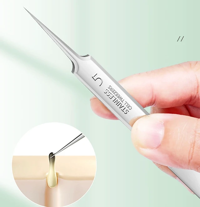 Alt view image 7 of 7 - Blackhead Extractor Set 8Pcs Stainless Steel High Precision Ultra-fine Cell Clamp