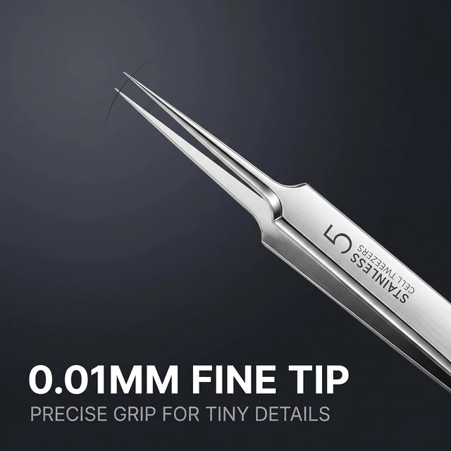 Alt view image 3 of 6 - 3 Pcs Silver Blackhead Tweezer Acne Extractor Kit, Precision Facial Pimple Popper Tool