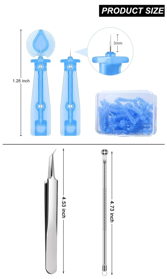Alt view image 2 of 4 - 100PCS Sterile Acne Pimple Popper Needles, Disposable Blackhead Remover Tool Kit with Blemish Extractor