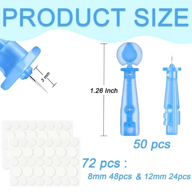 Alt view image 7 of 7 - 50pcs Disposable Blackhead and Blemish Remover Tools, 72 Dots Pimple Stickers - Sterile Needles for Acne, Whitehead, Comedone