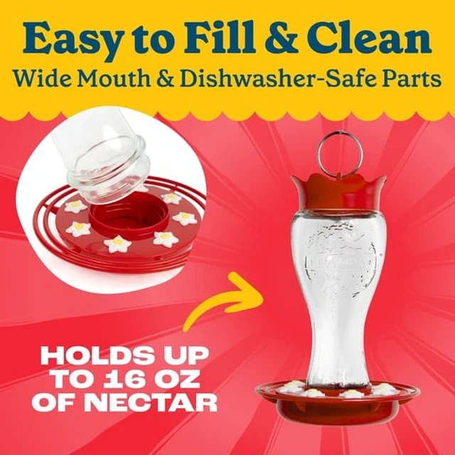 Alt view image 3 of 4 - Pennington Glass Red Hummingbird Feeder, 16 oz Nectar Capacity
