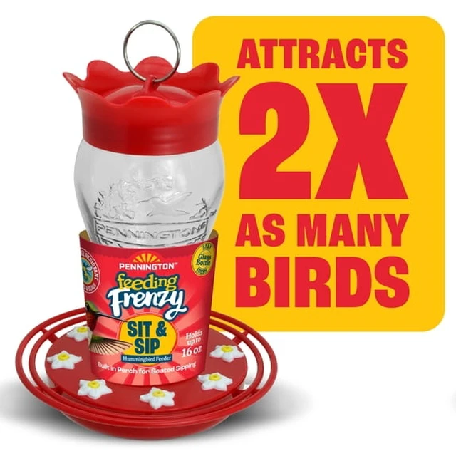 Alt view image 4 of 4 - Pennington Glass Red Hummingbird Feeder, 16 oz Nectar Capacity