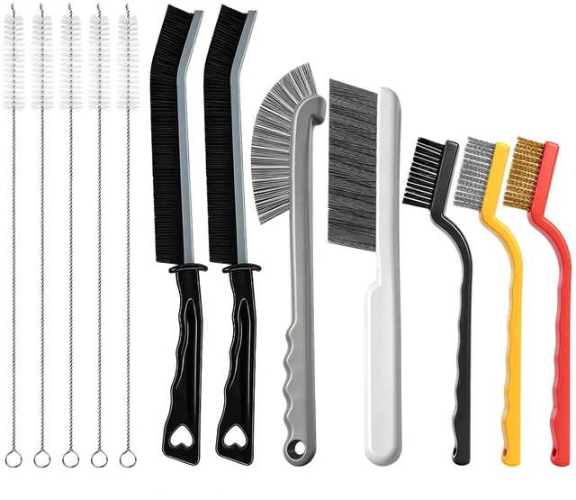 Main image of 12 Pcs Crevice Cleaning Brush, Straw Brush for Bathroom, Kitchen and Window