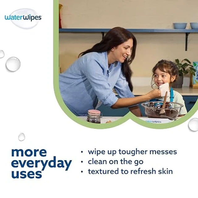 Alt view image 5 of 7 - WaterWipes Sensitive+ Baby & Toddler Wipes, 3-In-1 Cleans, Cares, Protects, 99.9% Water, Textured Clean, Unscented & Hypoallergenic, 60 Count (1 Pack)