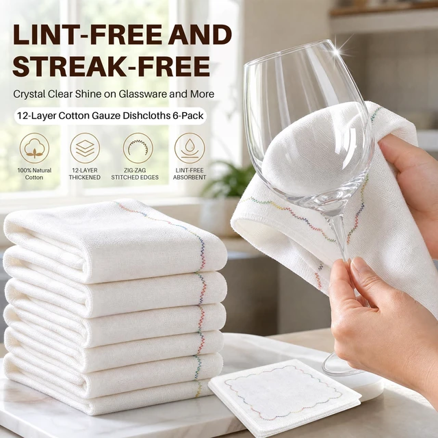 Alt view image 5 of 7 - 6-Pack 12-Layer Thick Kitchen Cleaning Cloths