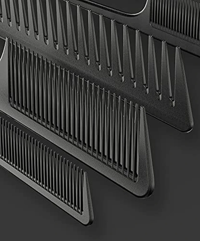 Alt view image 5 of 6 - Professional Comb Set Black 6 Piece - Carbon Fiber Anti Static And Heat Resistant Comb-Fine and Wide Tooth Combs for Men and Women - Parting Teasing and Hair Styling