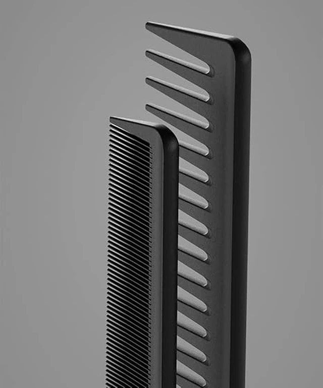 Alt view image 4 of 6 - Professional Comb Set Black 6 Piece - Carbon Fiber Anti Static And Heat Resistant Comb-Fine and Wide Tooth Combs for Men and Women - Parting Teasing and Hair Styling