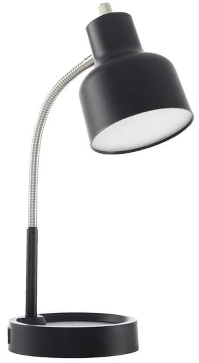 Main image of Mainstays LED Desk Lamp with Catch-All Base & AC Outlet, Matte Black