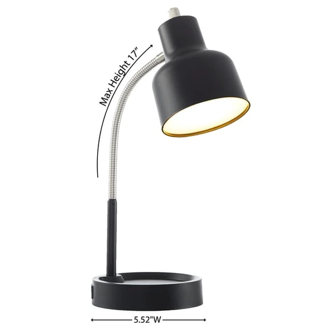 Alt view image 4 of 4 - Mainstays LED Desk Lamp with Catch-All Base & AC Outlet, Matte Black