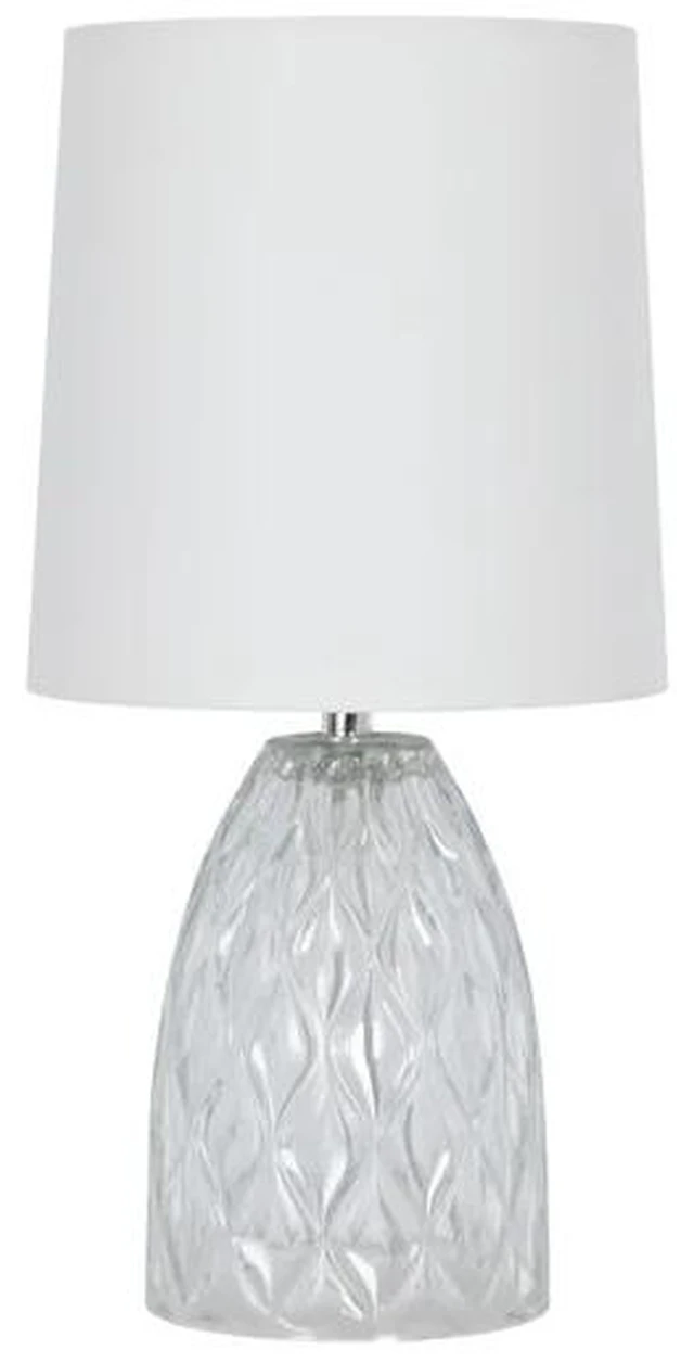 Main image of Mainstays Mini Clear Glass Table Lamp with White Shade, 12.75 in