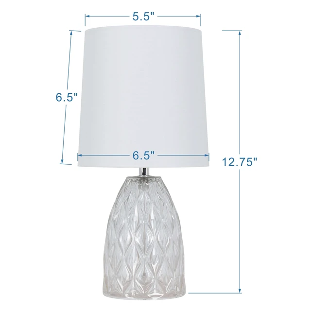 Alt view image 2 of 4 - Mainstays Mini Clear Glass Table Lamp with White Shade, 12.75 in