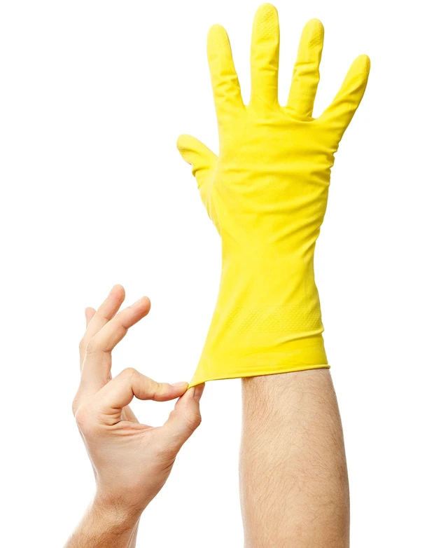 Alt view image 3 of 7 - Steadmax 1 Pair Reusable Natural Rubber Latex Non-Slip Cleaning Dish Gloves for Kitchen Household