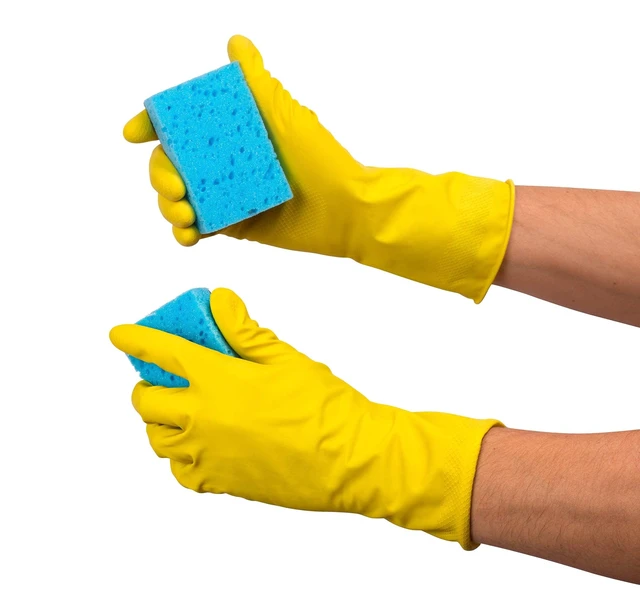 Alt view image 4 of 7 - Steadmax 1 Pair Reusable Natural Rubber Latex Non-Slip Cleaning Dish Gloves for Kitchen Household