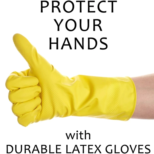 Alt view image 5 of 7 - Steadmax 1 Pair Reusable Natural Rubber Latex Non-Slip Cleaning Dish Gloves for Kitchen Household