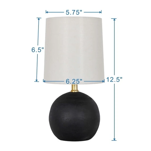 Alt view image 3 of 4 - Mainstays 12.5 in Mini Black Ball Table Lamp with White Fabric Shade
