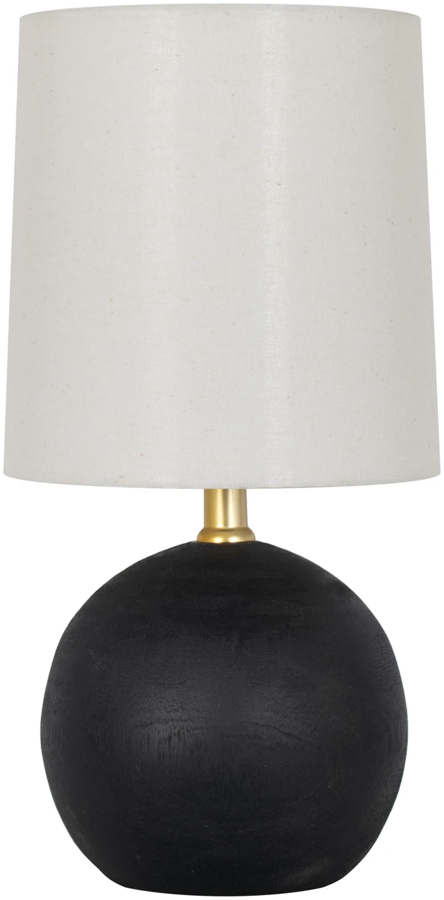 Main image of Mainstays 12.5 in Mini Black Ball Table Lamp with White Fabric Shade