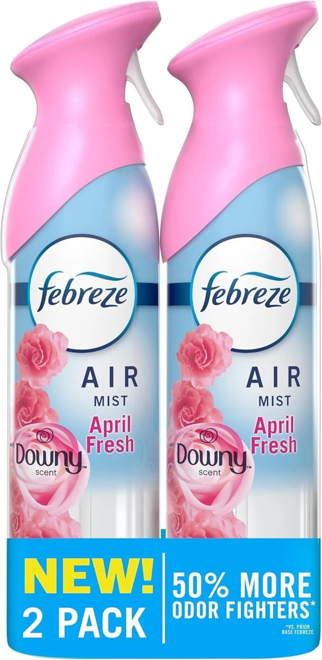 Main image of Febreze Air Mist, Air Freshener Spray, Odor Fighting Room Spray, Deodorizer for Home Bathroom Kitchen Office Apartment Dorm Room Classroom, Downy April Fresh Scent, 8.1oz (Pack of 2)