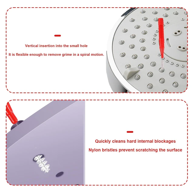 Alt view image 3 of 7 - Lasuroa 80pcs Shower Head Cleaner Tools Kit, 30 Cleaning Brushes & 50 Shower Hole Picks for Bathroom Small Hole Nozzles Faucets Sink Gaps (Red & White)
