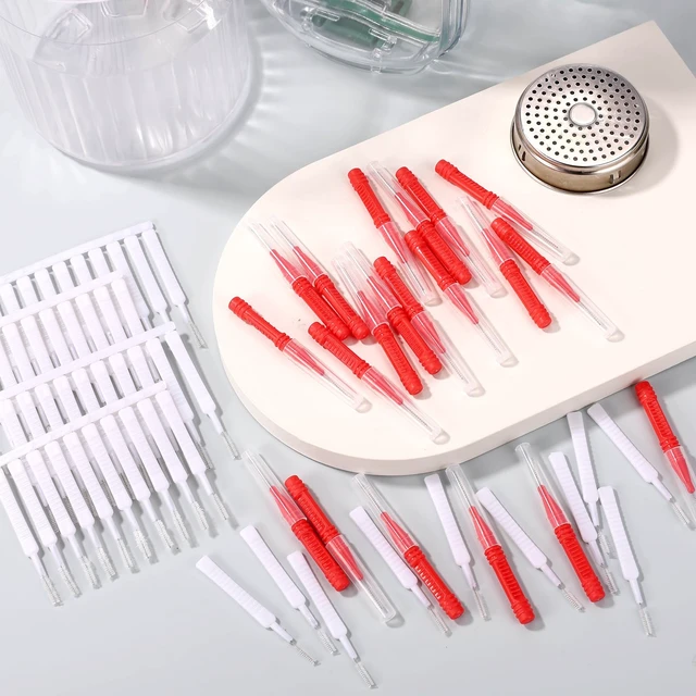 Alt view image 6 of 7 - Lasuroa 80pcs Shower Head Cleaner Tools Kit, 30 Cleaning Brushes & 50 Shower Hole Picks for Bathroom Small Hole Nozzles Faucets Sink Gaps (Red & White)