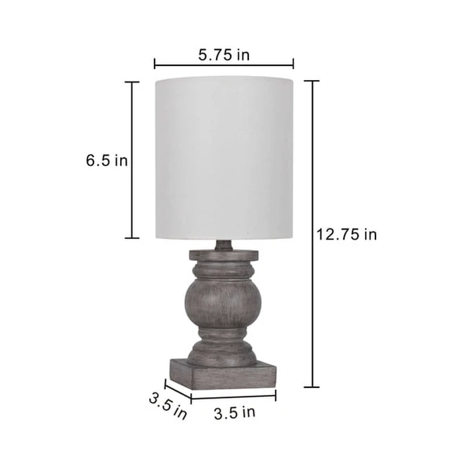Alt view image 2 of 4 - Mainstays 12.75 in Mini Table Lamp, Weathered Wood Finish, Polyresin, White Shade