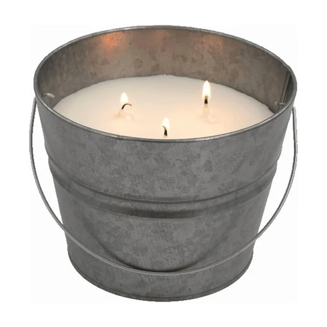 Alt view image 3 of 4 - (2 pack) Mainstays Outdoor Citronella Candle, 24 oz Metal Bucket, 3 Cotton Wicks, Up to 40 Hours Burn Time