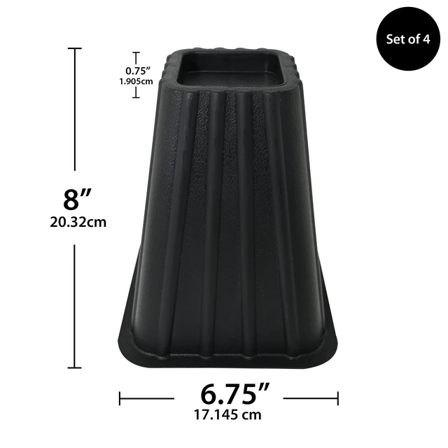 Alt view image 2 of 5 - Mainstays Black Plastic Tall Bed Risers to Raise Your Bed for Storage, 4-Pack, 6.75 in x 6.75 in x 8 in