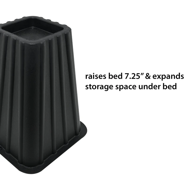 Alt view image 5 of 5 - Mainstays Black Plastic Tall Bed Risers to Raise Your Bed for Storage, 4-Pack, 6.75 in x 6.75 in x 8 in