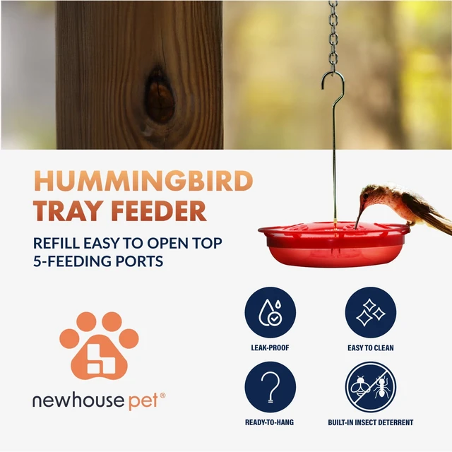 Alt view image 4 of 7 - Newhouse Pet Hummingbird Tray Feeder NHP-HUMTRY-RD, Hummingbird Feeder for Outdoors, Easy-to-Clean Leak-Proof and Ant-Proof Tray for Patio Decor or Outdoor Décor