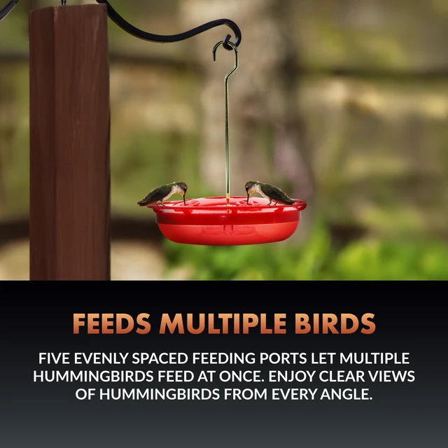 Alt view image 6 of 7 - Newhouse Pet Hummingbird Tray Feeder NHP-HUMTRY-RD, Hummingbird Feeder for Outdoors, Easy-to-Clean Leak-Proof and Ant-Proof Tray for Patio Decor or Outdoor Décor