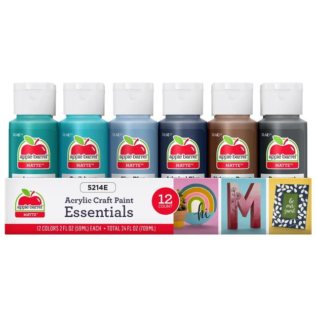 Alt view image 2 of 7 - Apple Barrel Acrylic Craft Paint, Matte Finish, Essentials, 2 fl oz, 12 Piece