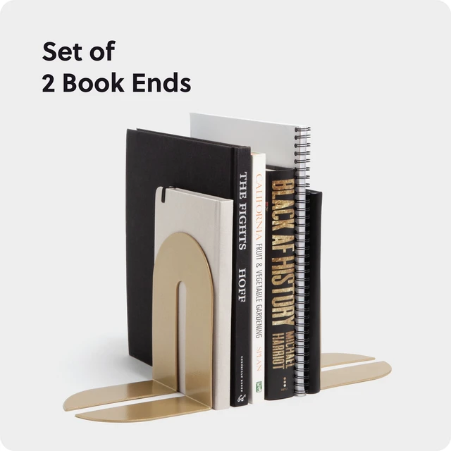 Alt view image 3 of 6 - U Brands Bent Metal Arch Bookends, Industrial, Set of 2, 6.7 x 5 x 4.7 in., Gold